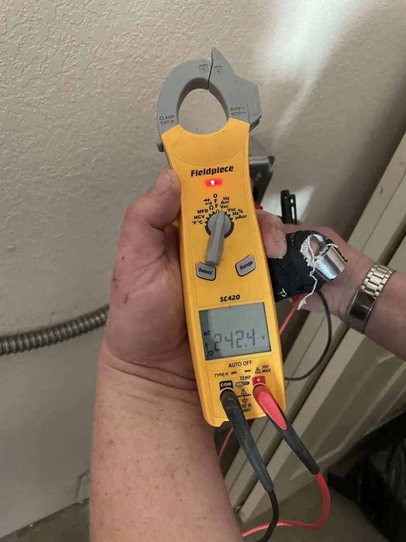 Voltage testing with clamp meter during Hot Tub / Pool Electrical Wiring in Swatara